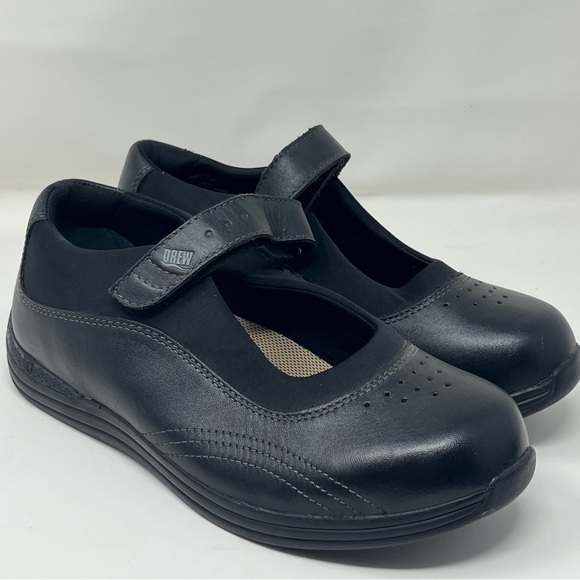 DREW Shoes - Woman’s Drew Rose Black Leather Mary Jane‎ Orthopedic Comfort Shoes Sz 8 Wide